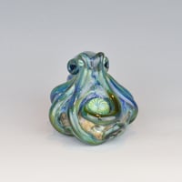 Image 8 of LG. Little Streaky Aura Blue Octopus - Flameworked Glass Sculpture Bead