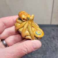 Image 12 of LG. Streaky Golden Orange Octopus - Flameworked Glass Sculpture Bead