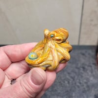 Image 13 of LG. Streaky Golden Orange Octopus - Flameworked Glass Sculpture Bead