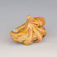 Image 1 of LG. Streaky Golden Orange Octopus - Flameworked Glass Sculpture Bead