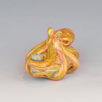 Image 2 of LG. Streaky Golden Orange Octopus - Flameworked Glass Sculpture Bead