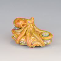 Image 5 of LG. Streaky Golden Orange Octopus - Flameworked Glass Sculpture Bead