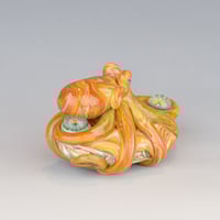 Image 7 of LG. Streaky Golden Orange Octopus - Flameworked Glass Sculpture Bead