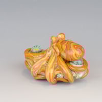 Image 9 of LG. Streaky Golden Orange Octopus - Flameworked Glass Sculpture Bead