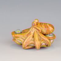 Image 10 of LG. Streaky Golden Orange Octopus - Flameworked Glass Sculpture Bead
