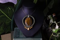 Image 1 of Green linen tiger eye necklace