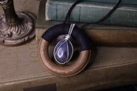 Image 2 of Black hemp wooden ring labradorite necklace
