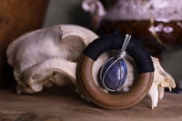 Image 4 of Black hemp wooden ring labradorite necklace