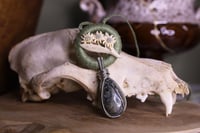 Image 4 of Green linen serpentine with pyrite necklace - XS