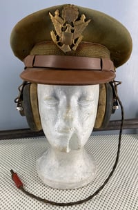 Image 11 of WW2 (USA) USAAF Bomber Pilot Headgear (Pilot Crush Cap w/ANB-H-1 Receivers Headset) - Named