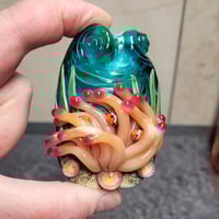 Image 3 of XXL. Clownfish Family in a Peach Anemone - Flamework Glass Sculpture