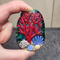 Image 4 of XXL. Heather Purple-Pink Anemone with Clownfish - Flamework Glass Sculpture