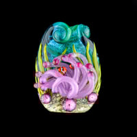 Image 1 of XXL. Heather Purple-Pink Anemone with Clownfish - Flamework Glass Sculpture