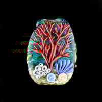 Image 2 of XXL. Heather Purple-Pink Anemone with Clownfish - Flamework Glass Sculpture