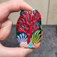 Image 4 of XXL. Watermelon Anemone with Clownfish - Flamework Glass Sculpture