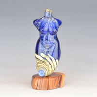 Image 1 of XXL. Curvy Ink Blue Goddess - Flamework Glass Sculpture Bead