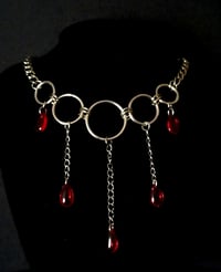 Image 1 of Gothic Chic Choker Necklace – Big Rings, Chains & Blood Drop Details