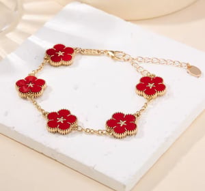 Image of Lucky Clover Bracelet (Ruby)