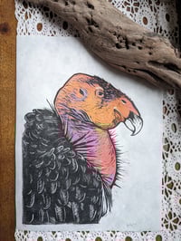 Image 3 of California Condor Linocut Print 9"x12"