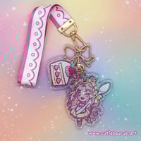 Kawaii Baker Girl and Cake Acrylic Charm with Lanyard