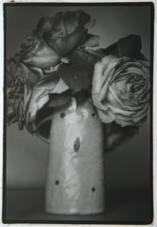 (SALE) Old Roses in a Sue Disley vase.