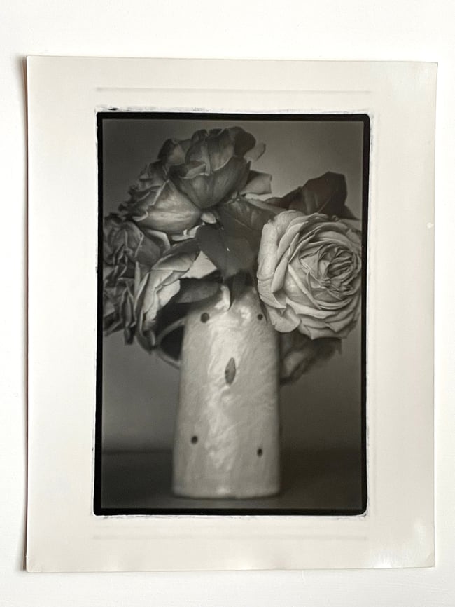 (SALE) Old Roses in a Sue Disley vase.