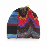 Image 1 of patchwork vintage italian knitwear sweaters beanie hat courtneycourtney lined stretch knit
