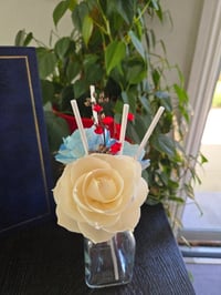 Image 4 of  Roped White Rose and Blue Poppy Floral Reed Diffuser