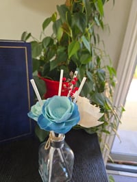 Image 3 of  Roped White Rose and Blue Poppy Floral Reed Diffuser