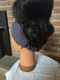 Image 3 of Organic Cotton Twist Headband in Slate Waffle Knit