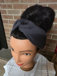Image 2 of Organic Cotton Twist Headband in Slate Waffle Knit