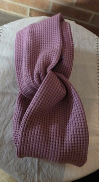 Image 2 of Organic Cotton Twist Headband in Lavender Waffle Knit