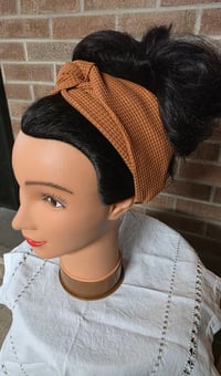 Image 1 of Organic Cotton Twist Headband in Praline Waffle Knit