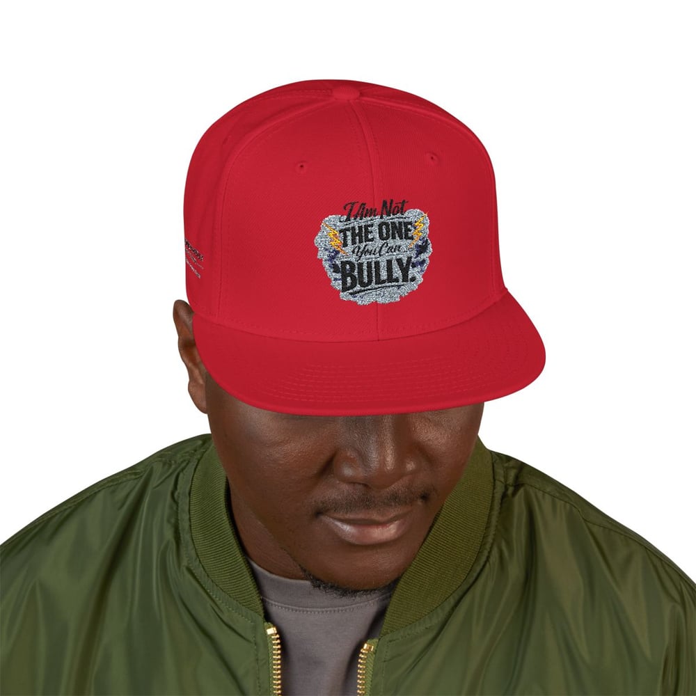 Image of Embroidered Snapback Hat — Sparkling 'Bully' Patch, Black & Teal Streetwear Cap