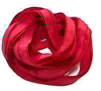 Image 1 of 1PC. POINSETTIA 42" hand dyed wrist wrap bracelet silk ribbon//Yoga wrist wrap bracelet ribbon