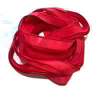 Image 2 of 1PC. POINSETTIA 42" hand dyed wrist wrap bracelet silk ribbon//Yoga wrist wrap bracelet ribbon