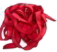 Image 3 of 1PC. POINSETTIA 42" hand dyed wrist wrap bracelet silk ribbon//Yoga wrist wrap bracelet ribbon