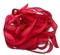 Image 4 of 1PC. POINSETTIA 42" hand dyed wrist wrap bracelet silk ribbon//Yoga wrist wrap bracelet ribbon