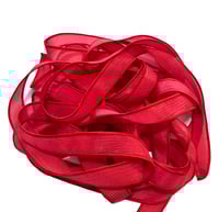 Image 5 of 1PC. POINSETTIA 42" hand dyed wrist wrap bracelet silk ribbon//Yoga wrist wrap bracelet ribbon