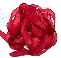 Image 6 of 1PC. POINSETTIA 42" hand dyed wrist wrap bracelet silk ribbon//Yoga wrist wrap bracelet ribbon