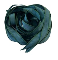 Image 2 of 1PC. FOREST GREEN 42" hand dyed wrist wrap bracelet silk ribbon//Yoga wrist wrap bracelet ribbon