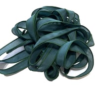 Image 6 of 1PC. FOREST GREEN 42" hand dyed wrist wrap bracelet silk ribbon//Yoga wrist wrap bracelet ribbon