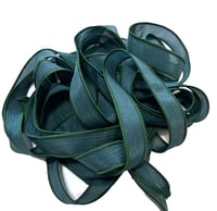 Image 1 of 1PC. FOREST GREEN 42" hand dyed wrist wrap bracelet silk ribbon//Yoga wrist wrap bracelet ribbon