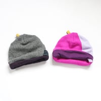 Image 6 of patchwork purples knitwear sweaters beanie hat courtneycourtney lined stretch knit winter 