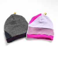 Image 7 of patchwork purples knitwear sweaters beanie hat courtneycourtney lined stretch knit winter 