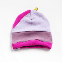 Image 1 of patchwork purples knitwear sweaters beanie hat courtneycourtney lined stretch knit winter 