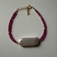 Image 4 of Rectangular pearl with rubies and 14kgold filled
