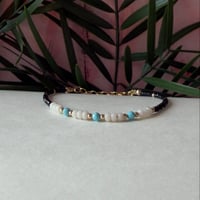 Image 2 of Dainty turquoise and bambo cloral bracelet