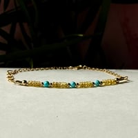 Image 2 of Dainty genuine yelow saphire and turquoise  Bracelet