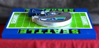 Image 6 of Seattle Seahawks Hand Crafted NFL 3D Wooden Team Helmet Wall Hanging Artwork. 